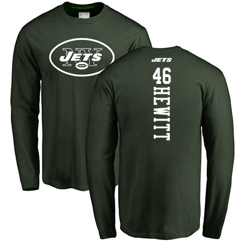 New York Jets Men Green Neville Hewitt Backer NFL Football #46 Long Sleeve T Shirt